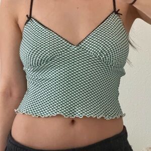 Forever 21 Blue Gingham Cami with Black Bows